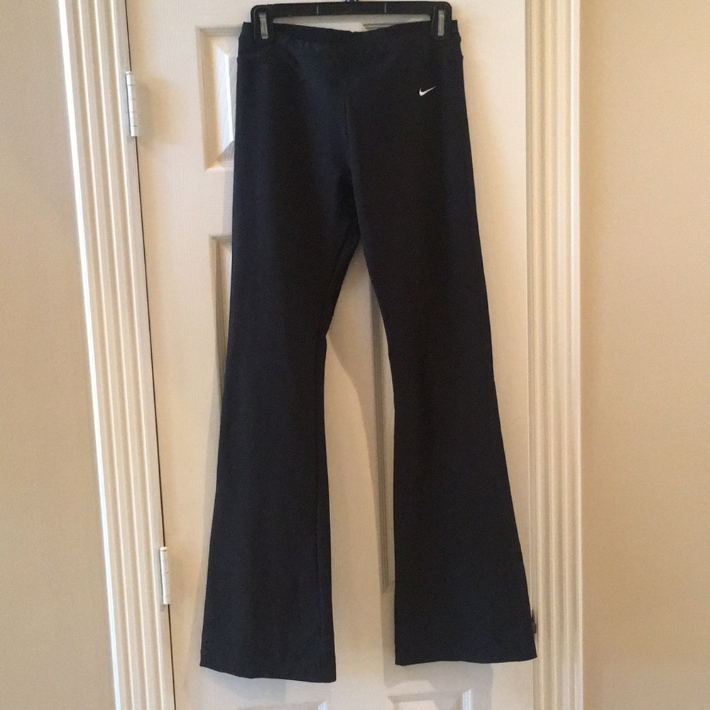 Nike High-Rise Black Yoga Pants, flare leg